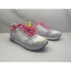 Geox Women’s Size 10 Leather Doralea White Hot Pink Neon Sneakers